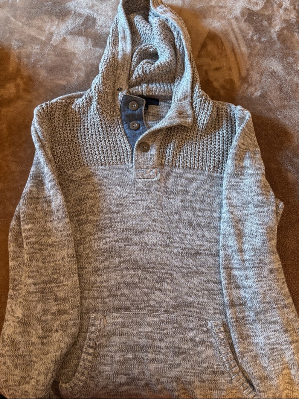 Men's Hooded Knit Pullover Sweater - Gray